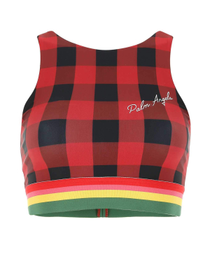 Palm Angels Logo Print Checked Cropped Top