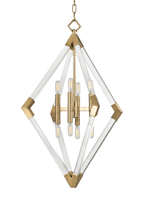 Lyons 8 Light Pendant Aged Brass