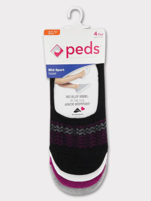 Peds Women's Chevron Assorted Sport Cut 4pk Liner Socks - Colors Vary 5-10