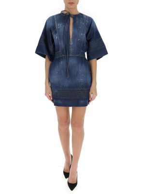 Dsquared2 Tie-waisted Mini Denim Dress