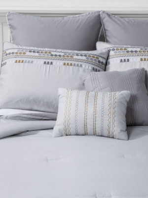 Full Dori Geometric Comforter & Sham Set Gray - Hallmart Collectibles