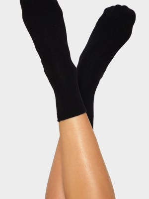 Black Ribbed Ankle Socks