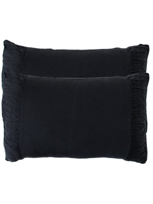 Lazybones Rosette Standard Pillowcase Set In Charcoal Organic Cotton