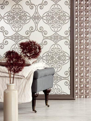 Galina Grey Scroll Damask Wallpaper From The Venue Collection By Brewster Home Fashions