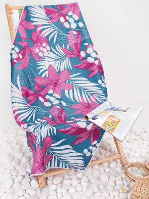 Summer Nights Floral And Leafy Beach Blanket