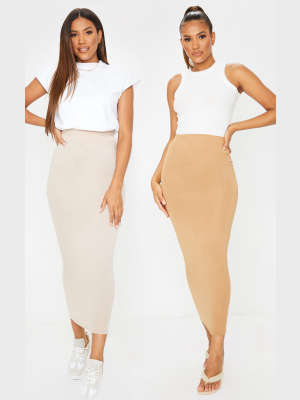 Stone & Camel Basic Jersey Midaxi Skirt 2 Pack