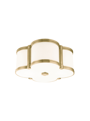 Chandler 2 Light Flush Mount Aged Brass