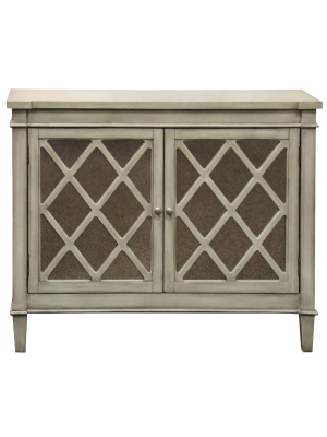 Belmont 2 Door Antiqued Mirrored Console Table Beige - Stylecraft