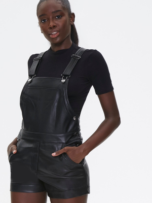 Faux Leather Overalls