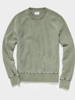Issued By: Garment Dyed Crew Sweatshirt In Olive