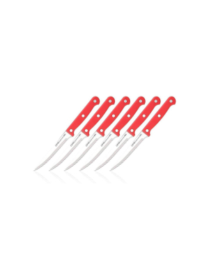 Ginsu Kiso Dishwasher Safe 6pc Steak Knife Set Red