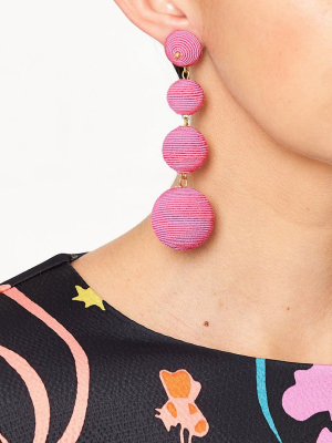 Pink Thread Wrapped Ball Pierced Earrings