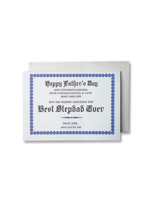 Best Stepdad Certificate Father's Day Card