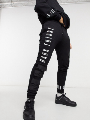 Asos Dark Future Coordinating Tapered Sweatpants With Utility Pockets