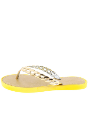 Anna Yellow Gold Chain Thong Sandal