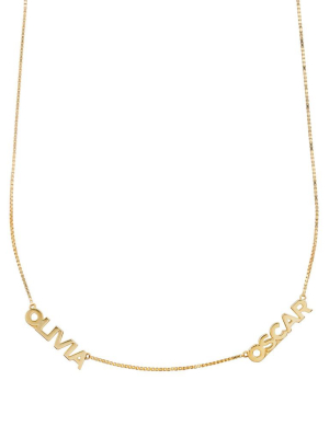 18k Gold Vermeil Double Name Necklace With Classic Box Chain