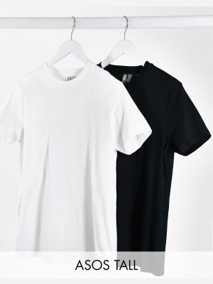 Asos Design Tall Ultimate Organic Cotton T-shirt With Crew Neck 2 Pack Save