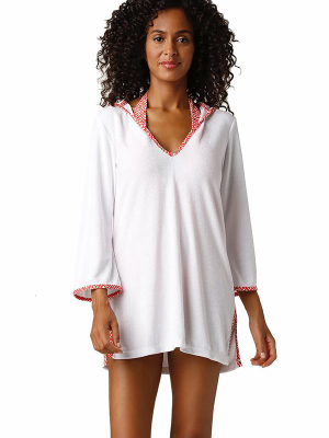 Hooded Terry Cover-up-calypso Coral