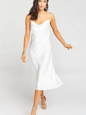 Verona Cowl Dress ~ Ivory Luxe Satin