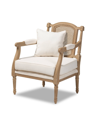 Clemence Upholstered Whitewashed Wood Accent Chair Ivory/oak - Baxton Studio