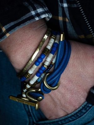 The Beaded Wrap Stack With Blue Leather