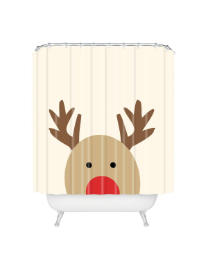 Reindeer Shower Curtain Beige - Deny Designs