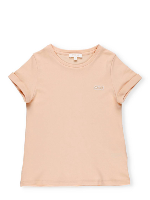 Chloé Kids Logo Embroidered T-shirt