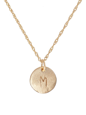 Midi Disc Necklace - 14k Gold Initial Letter