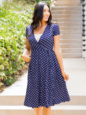 The Robinson Wrap Dress - Blue Polka Dot