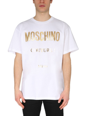 Moschino Metallic Logo Printed T-shirt