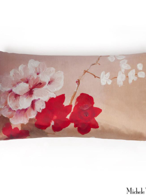 Silk Print Pillow Blush Rose 12x22