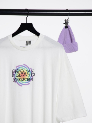 Asos Design Oversized T-shirt With Front 'peace Generation' Print