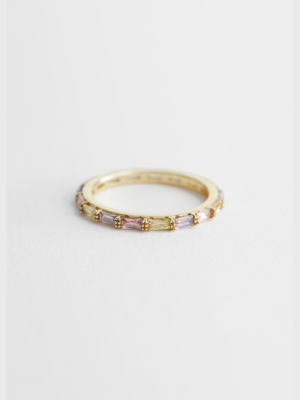 Multi-coloured Crystal Stud Ring