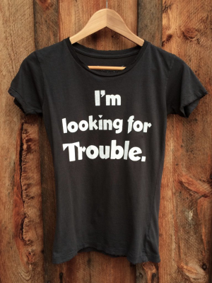 Lookin For Trouble Women's Vintage Tee Black/white