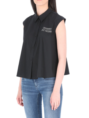 Love Moschino Embellished Logo Sleeveless Shirt