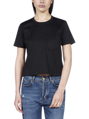 Fendi Logo Embossed Cropped T-shirt