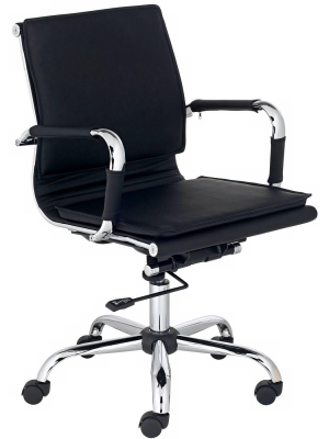 Studio 55d Tanner Black Faux Leather Lowback Desk Chair