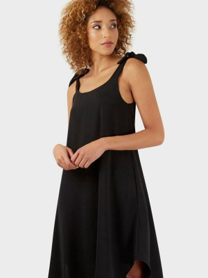 Black Bow Tie Strap Round Hem Dress