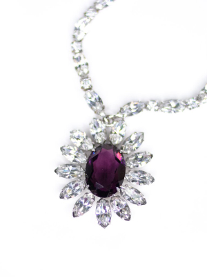 Vintage Purple And Diamante Rhinestone Necklace