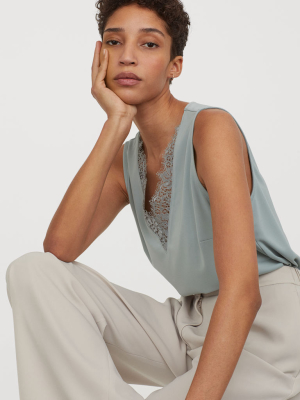 V-neck Top With Lace