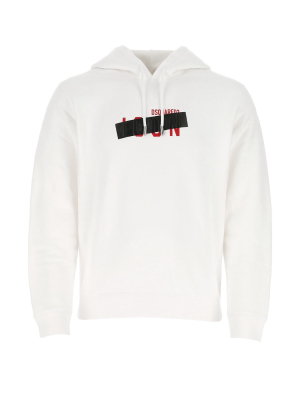 Dsquared2 Taped Logo Print Drawstring Hoodie