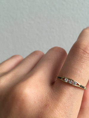 White Diamond Float Ring With Black Diamonds