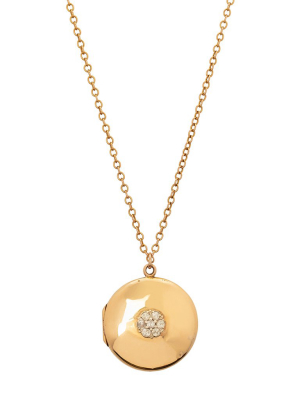 Diamond Cluster Locket Pendant Necklace
