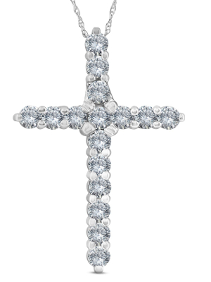 Pompeii3 1 3/4 Ct Diamond Cross Pendant 10k White Gold 1 1/3" Tall