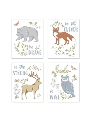 4pc Woodland Toile Art Print Set - Sweet Jojo Designs