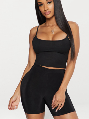 Black Ponte Strappy Crop Top