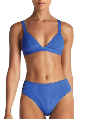 Vitamin A Ecorib Neutra Triangle Bikini Top In Beach Blue