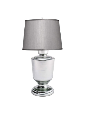 Lafitte Table Lamp, Large In Mercury Glass With Large Open Cone Shade In Silver Hemp