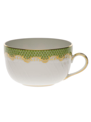 Fish Scale Canton Teacup, Evergreen