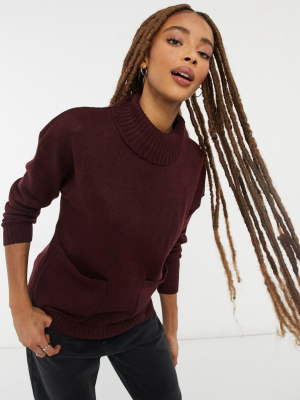 Wednesday's Girl High Neck Sweater With Pockets